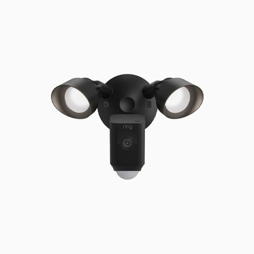 Ring Floodlight Camera Wired Plus with LED Lights and Siren, Black