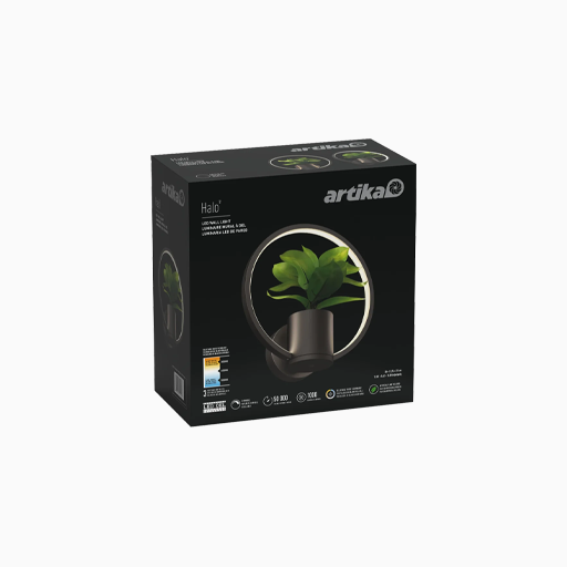 Artika Halo Planter LED Wall Sconce, Matte Black