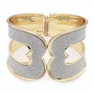 BG5227-GD   Gold Plated Hinged Glitter Hearts Bracelets