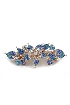 L3718   Floral Rhinestone Hair Clip   Color:Blue