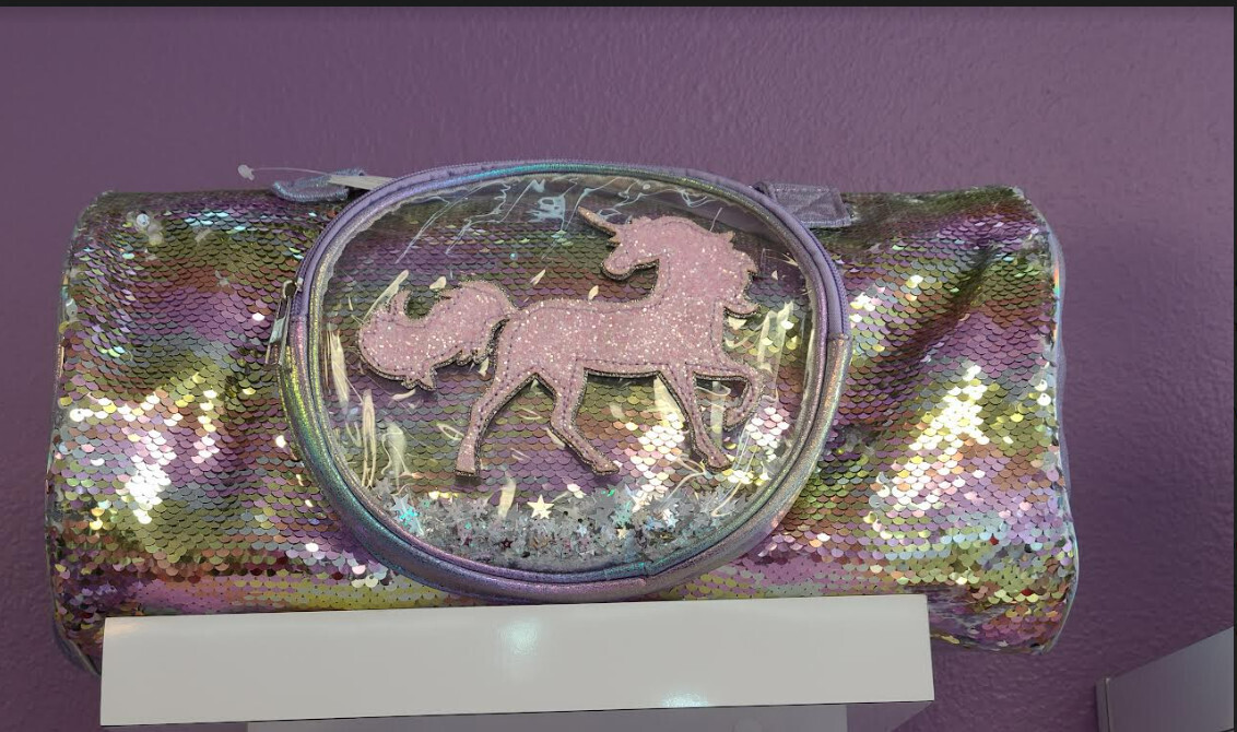 HBG10368PU  Sequins Duffle Bag   Purple Unicorn