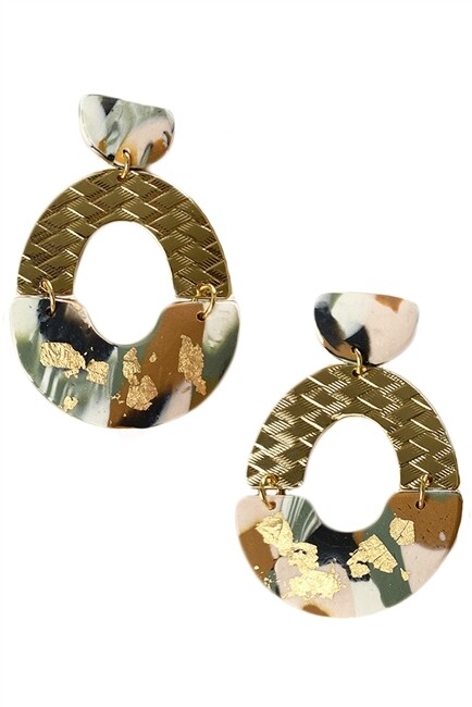 E4664   Hollow Circle Polymer Clay Earrings