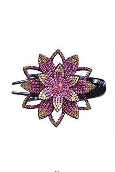 L3247   Flower Rhinestone Hair Clip   Color:Pink