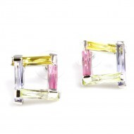 ER4016-DMT   Dark Multi-Color Cubic Zirconia Earrings   SIlver