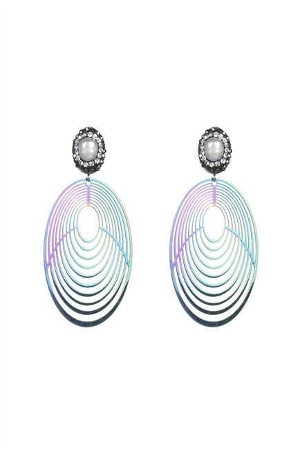 E2366   Oval Metal Earrings   Color:Multi