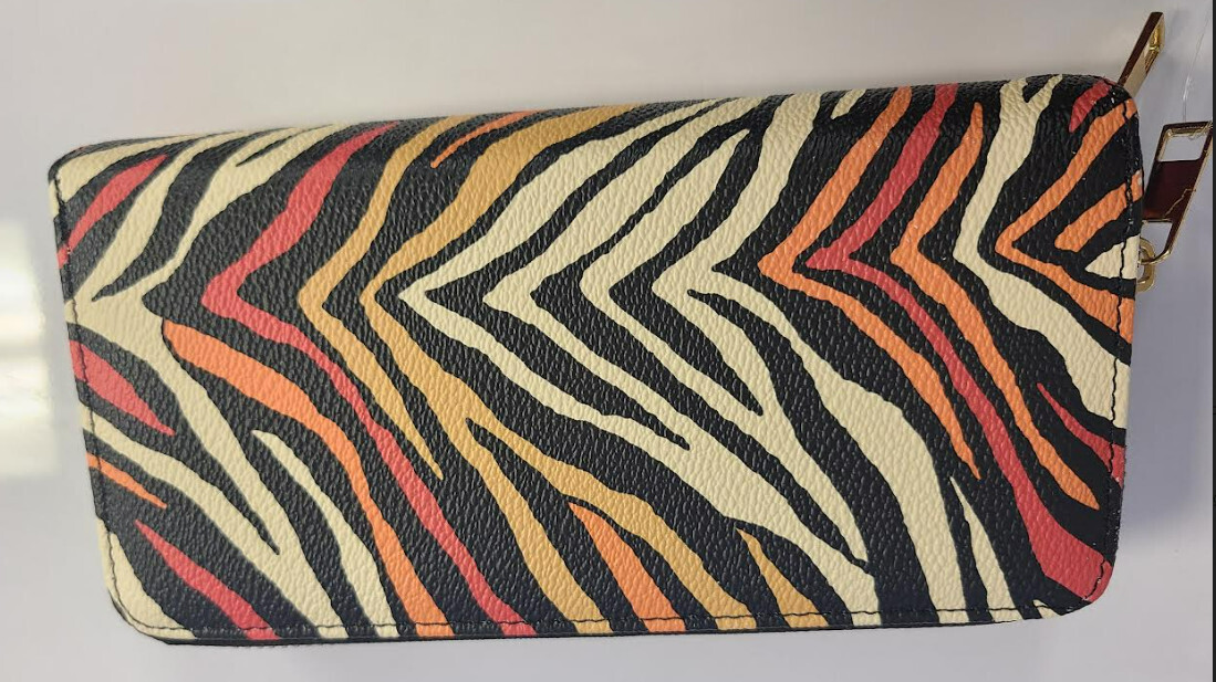W02ZB-RD   Zebra Print Wallet   Red