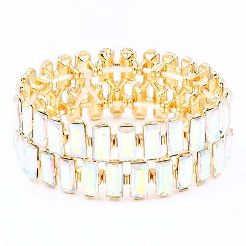 BQ8046-GDAB   Gold Plated w/ AB Glass Stretch Bracelet