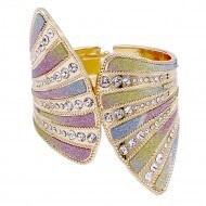 BG5249-GDMT   Gold Plated Hinged Glitter Mermaid Tail Bracelets