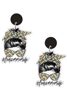 E5916   Autism Mom Life Earrings