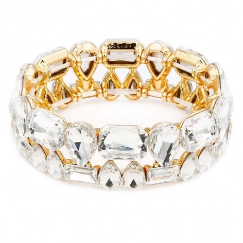 BQ8080-GDTP   Gold Plated w/ Topaz Color Crystal Stretch Bracelet