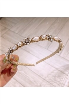L3747   Pearl Rhinestone Thin Headband