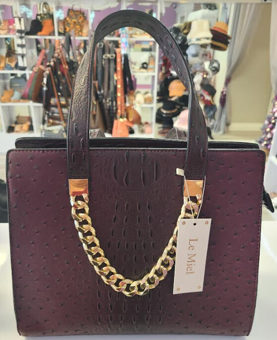 LQ244-WN   Alligator Purse   Wine