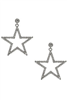 E5677   Star Rhinestone Earrings   Silver
