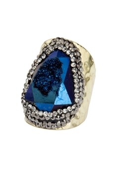 R1948   Druzy Rhinestone Alloy Rings   Color:Blue