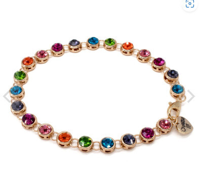 Charm It!   Gold Rainbow Rhinestone Bracelet