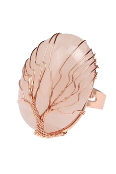R1469   Tree Of Life Stone Rings Rose Quartz Opal