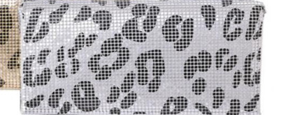 HBG-103871   Animal Print Clutch  Silver