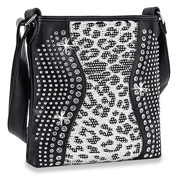 BXX-4882-BW   Brilliant Rhinestone Animal Print Crossbody Sling   Color:Blk/Wht