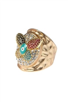 R1911   Butterfly Eye Zircon Alloy Cuff Rings