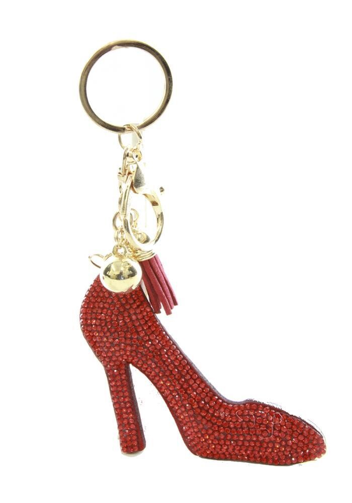 KC444X017   Rhinestone Heel Keychain Red