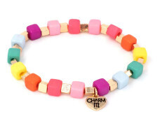 Charm It!   Gold Multi Cube Stretch Bead Bracelet