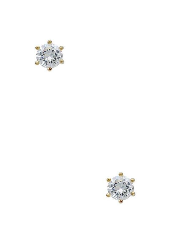 E-302-RM   CZ Stud Earrings   Gold
