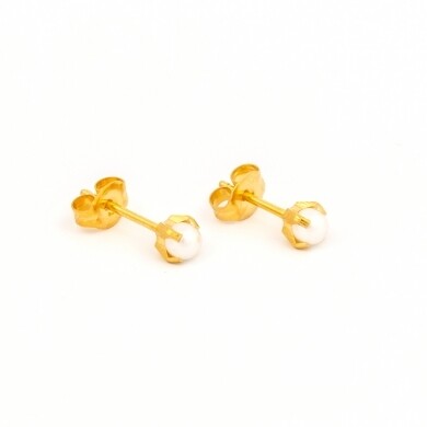 TT4301        (Tiny Tips)   Gold Plated 4MM White Pearl