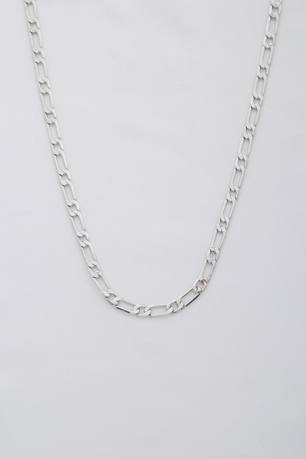 NC-3386   Figaro Link Metal Necklace   Silver
