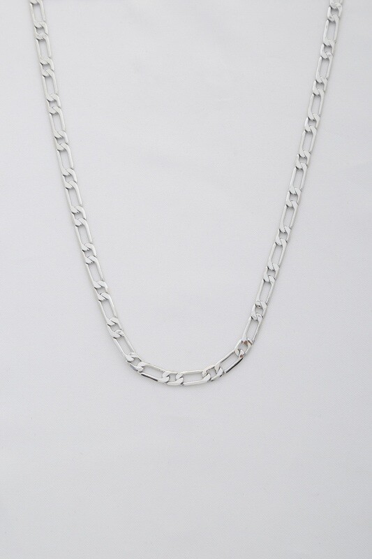 NC-3386   Figaro Link Metal Necklace   Silver