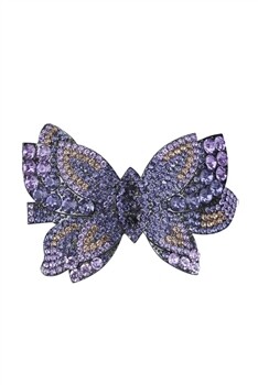L3716   Butterfly Rhinestone Hair Clip   Purple