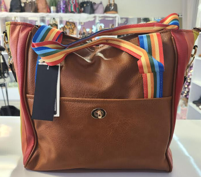 LSD153-BR   Pride Strap Big Purse   Brown