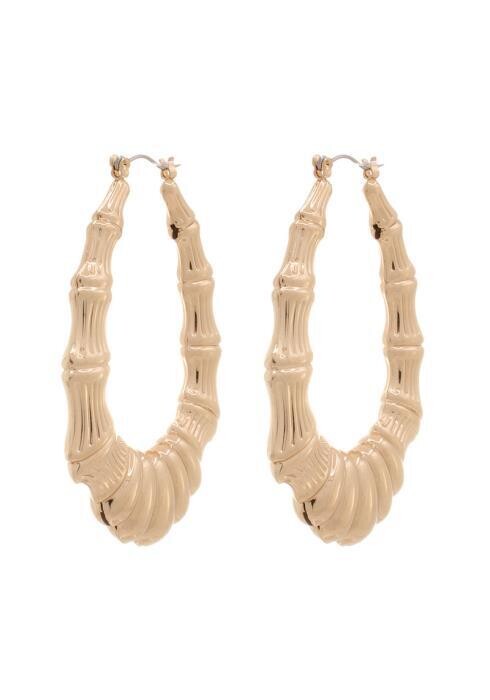 KE5045   ChunkyBamboo Teardrop Earrings Gold