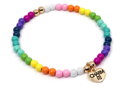Charm It!   Gold Rainbow Stretch Bracelet
