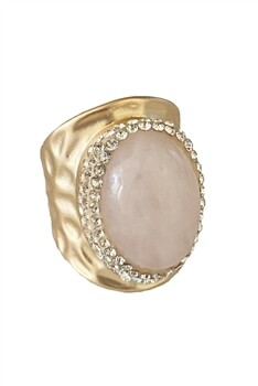 R1685   Rose Quartz Stone Alloy Rings