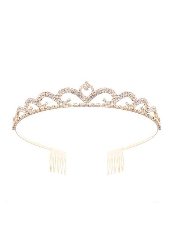 60761 Rhinestone Tiara Gold