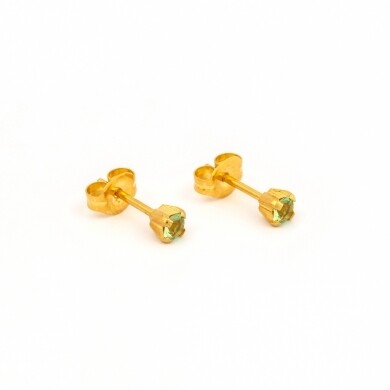 TT-108        (Tiny Tips)   Gold Plated 3MM August Peridot