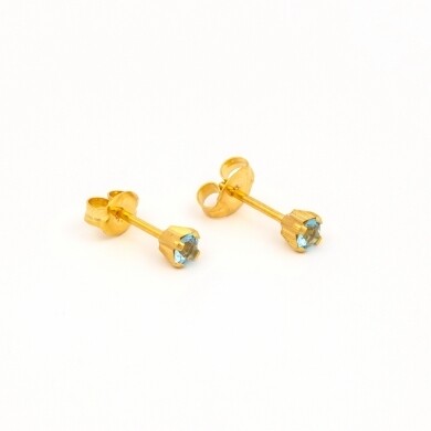 TT-103        (Tiny Tips)   Gold Plated 3MM March Aquamarine