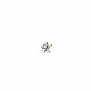 TT-6153W        (Tiny Tips)   Stainless Steel Daisy AB Crystal Mar Aquamarine