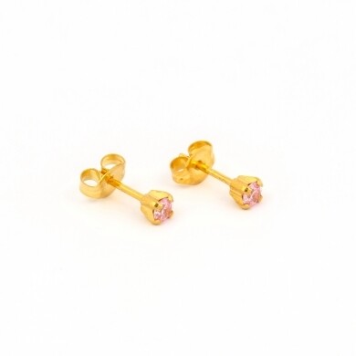 TT-744        (Tiny Tips)   Gold Plated 3MM CZ Pink
