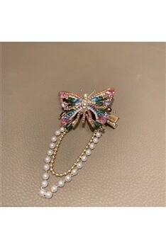 L3561   Butterfly Rhinestone Tassel Hair Clip