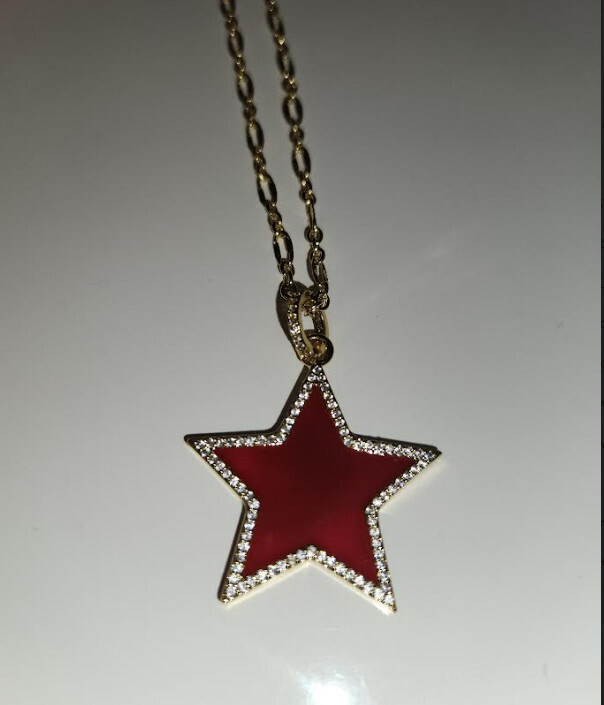 Gold Chain Red Star Necklace