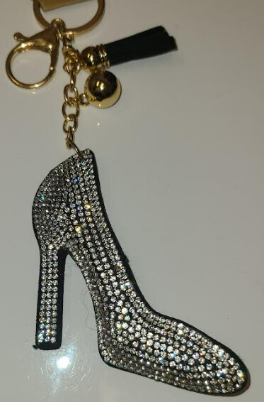 KC444X192   Rhinestone Heel Keychain Black