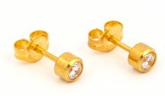 TT-260        (Tiny Tips)   Gold Plated 3MM CZ Bezel