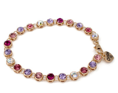 Charm It!   Gold Pink Multi Rhinestone Bracelet