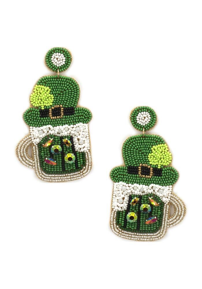 13-5907 St Patrick’s Day Beer Mug Hat Earrings