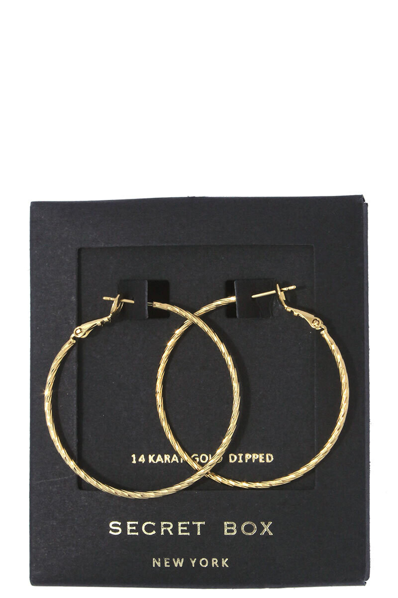 SB-1031   Textured Hoop Earrings   Gold