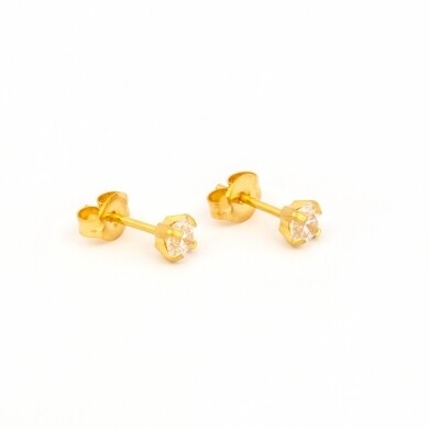 TT-742        (Tiny Tips)   Gold Plated 4MM CZ