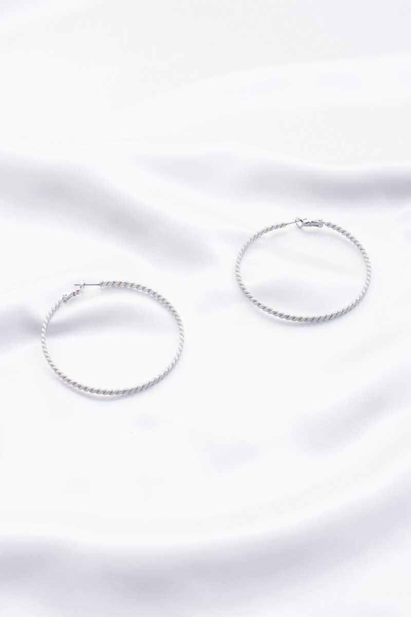 61869-E   Sodajo Twisted Metal Hoop Earrings   Silver