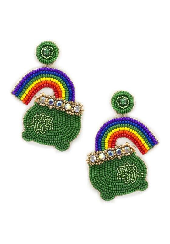 13-5903   St Patrick’s Day Rainbow Pot Earrings