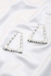 KE-5130   Bamboo Triangle Metal Earrings   Silver